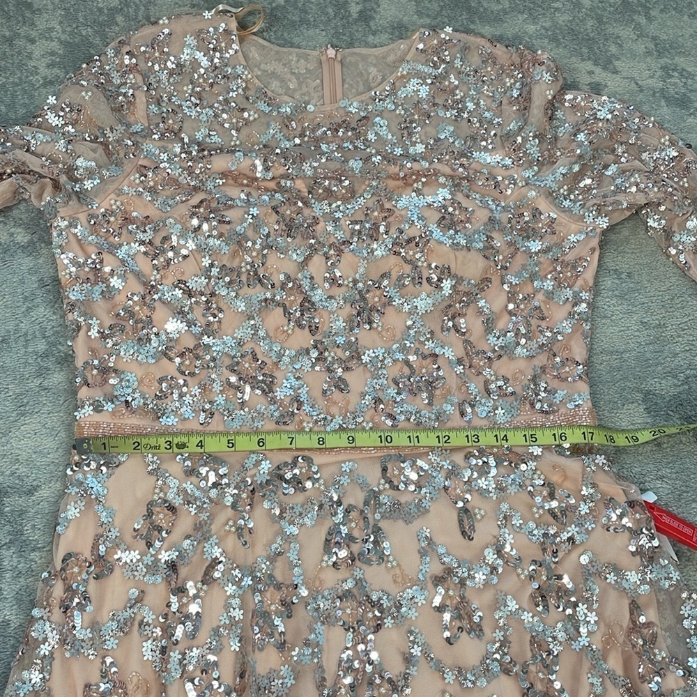 NWT Mac Duggal 5496 Embellished Illusion High Neck Long Sleeve A Line Gown 14 - Picture 14 of 16